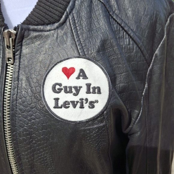 Barneys Originals Leather Jacket, Levi's Patch ❤️ A Guy In Levi's, Women Size S - Picture 10 of 16